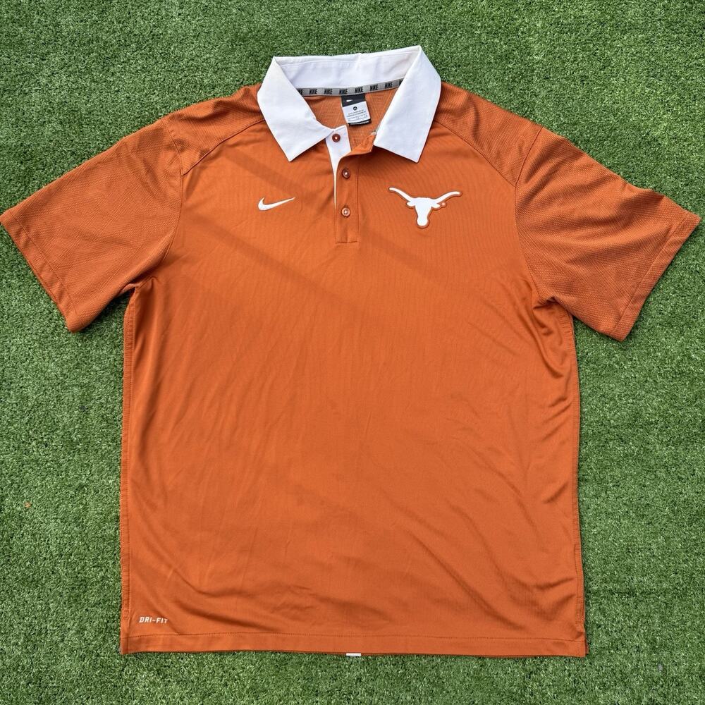 Nike Texas Longhorns Y2K Dri-FIT Polo Shirt Men's XL Burnt Orange White NCAA